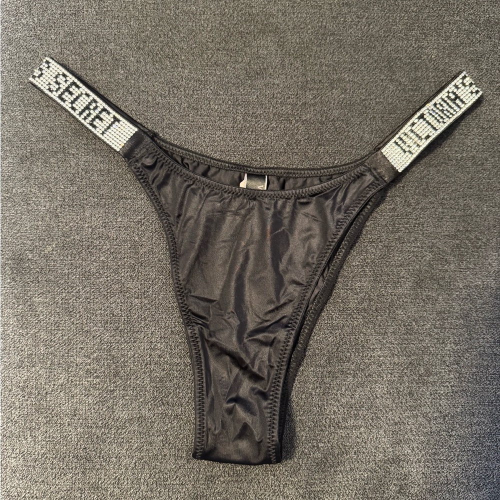 Victoria's Secret Black Thong with Rhinestone Detail